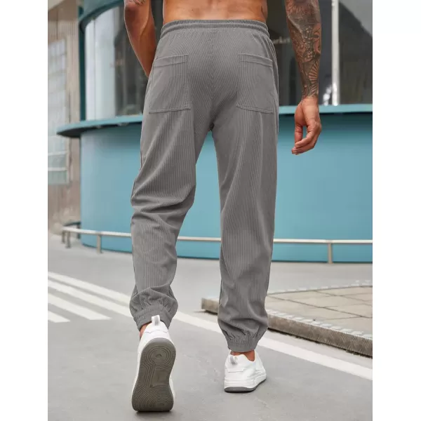 COOFANDY Men's Corduroy Pants Drawstring Elastic Waist Casual Tapered Trousers Fashion Streetwear Joggers with Pockets