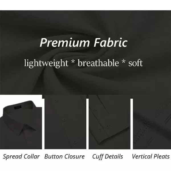 COOFANDY Men's Cuban Guayabera Shirts Long Sleeve Casual Button Down Shirt Cotton Beach Tops