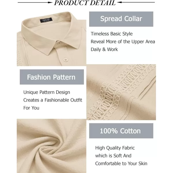 COOFANDY Men's Cuban Guayabera Shirts Long Sleeve Casual Button Down Shirt Cotton Beach Tops