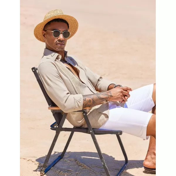 COOFANDY Men's Cuban Guayabera Shirts Long Sleeve Casual Button Down Shirt Cotton Beach Tops