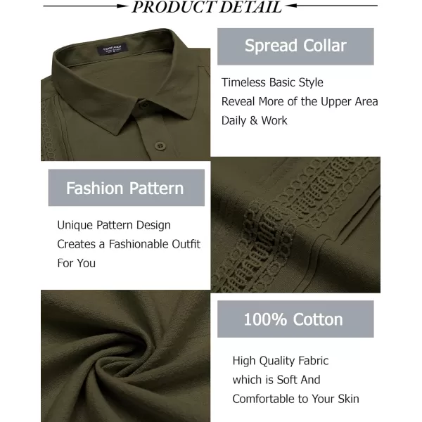 COOFANDY Men's Cuban Guayabera Shirts Long Sleeve Casual Button Down Shirt Cotton Beach Tops
