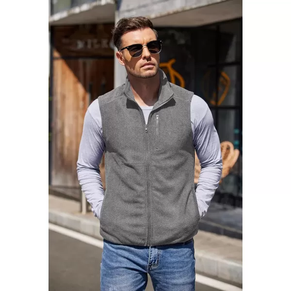 COOFANDY Men's Lightweight Fleece Vest Sleeveless Zip Up Warm Jacket Casual Outerwear Vests With Pockets