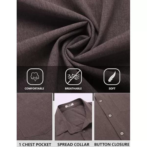 COOFANDY Men's Long Sleeve Button Down Linen Shirt Casual Dress Shirt Untucked Chambray Shirts with Pocket