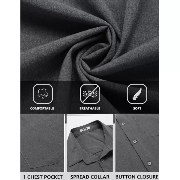 COOFANDY Men's Long Sleeve Button Down Linen Shirt Casual Dress Shirt Untucked Chambray Shirts with Pocket