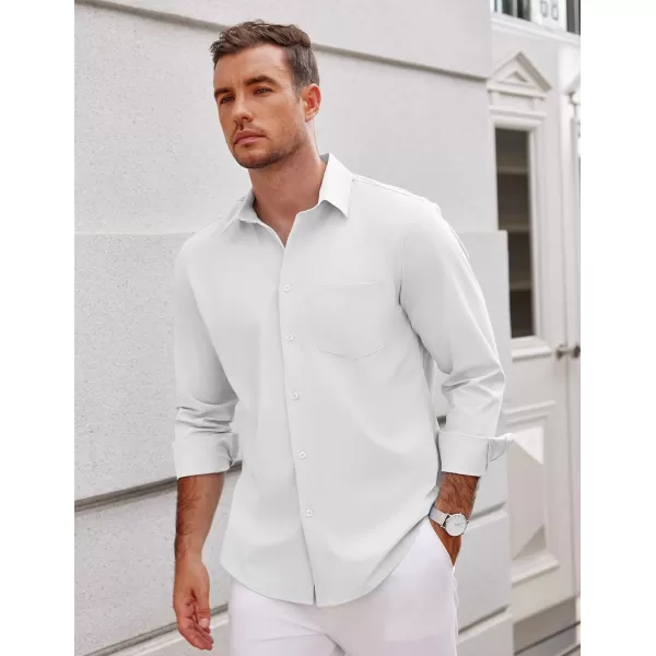 COOFANDY Men's Long Sleeve Button Down Linen Shirt Casual Dress Shirt Untucked Chambray Shirts with Pocket