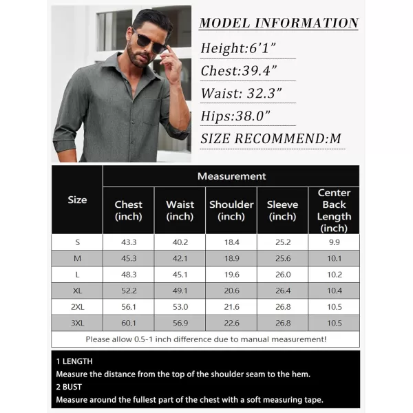 COOFANDY Men's Long Sleeve Button Down Linen Shirt Casual Dress Shirt Untucked Chambray Shirts with Pocket