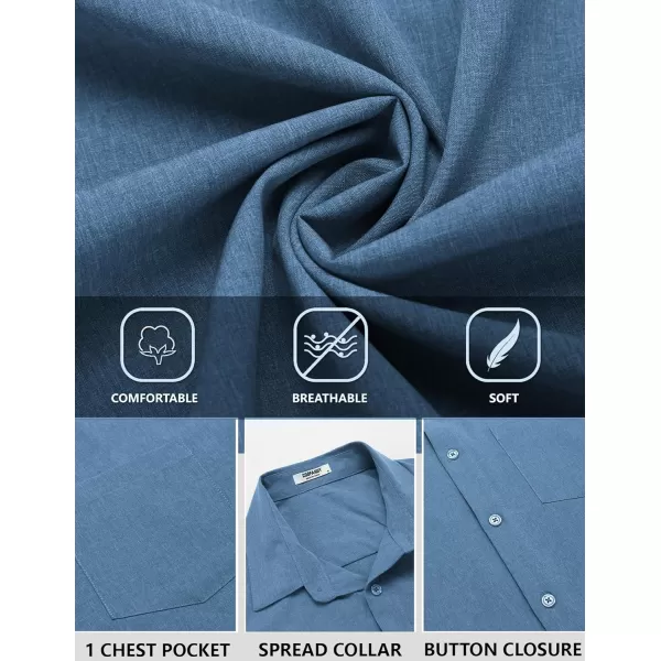 COOFANDY Men's Long Sleeve Button Down Linen Shirt Casual Dress Shirt Untucked Chambray Shirts with Pocket
