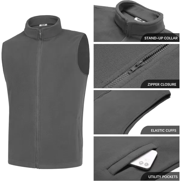 COOFANDY Men's Polar Fleece Vest Outerwear Golf Vests Casual Lightweight Sleeveless Jacket with Full Zipper