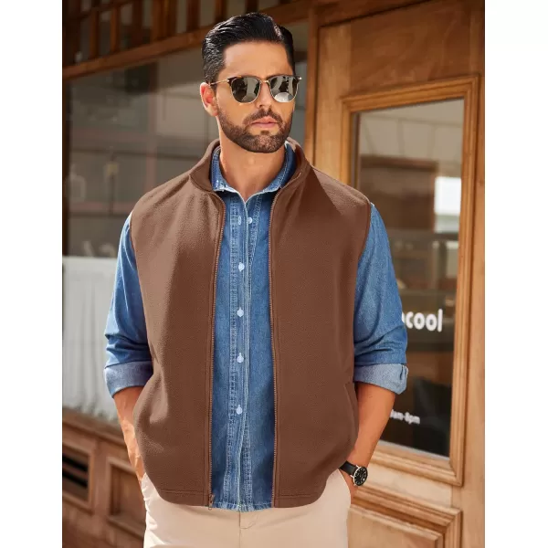 COOFANDY Men's Polar Fleece Vest Outerwear Golf Vests Casual Lightweight Sleeveless Jacket with Full Zipper