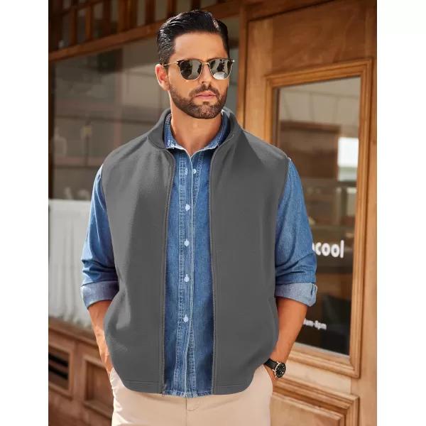 COOFANDY Men's Polar Fleece Vest Outerwear Golf Vests Casual Lightweight Sleeveless Jacket with Full Zipper