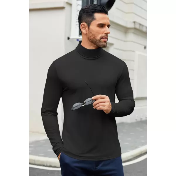 COOFANDY Men's Slim Fit Basic Turtleneck T-Shirt Long Sleeve Solid T Shirts Casual Knit Pullover Thermal Tops