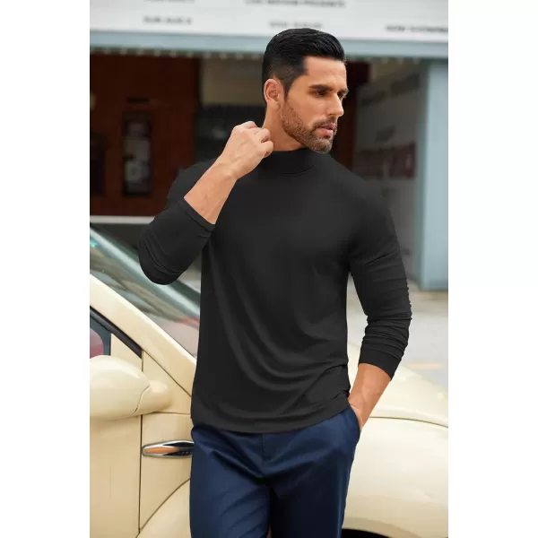 COOFANDY Men's Slim Fit Basic Turtleneck T-Shirt Long Sleeve Solid T Shirts Casual Knit Pullover Thermal Tops