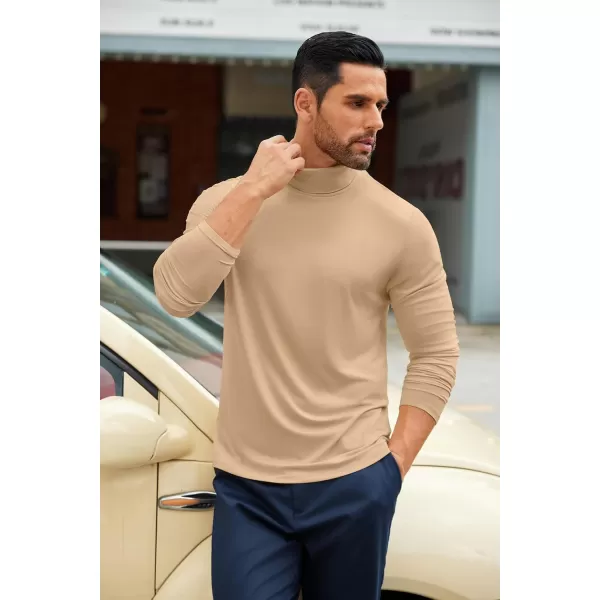COOFANDY Men's Slim Fit Basic Turtleneck T-Shirt Long Sleeve Solid T Shirts Casual Knit Pullover Thermal Tops