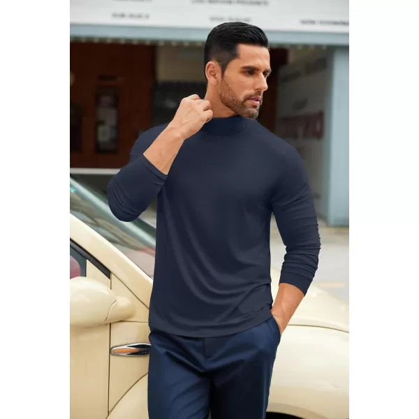COOFANDY Men's Slim Fit Basic Turtleneck T-Shirt Long Sleeve Solid T Shirts Casual Knit Pullover Thermal Tops