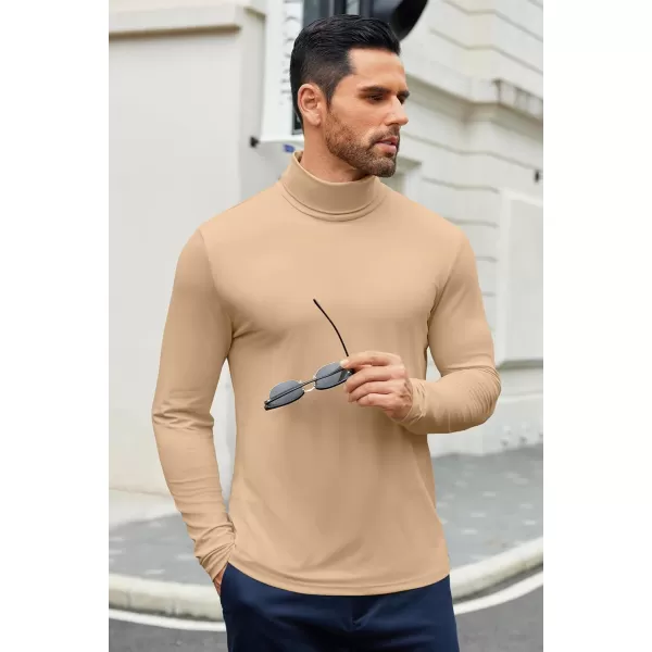 COOFANDY Men's Slim Fit Basic Turtleneck T-Shirt Long Sleeve Solid T Shirts Casual Knit Pullover Thermal Tops