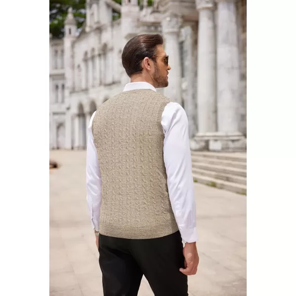 COOFANDY Men's Sweater Vest V Neck Slim Fit Cable Knitted Sleeveless Pullover Sweater