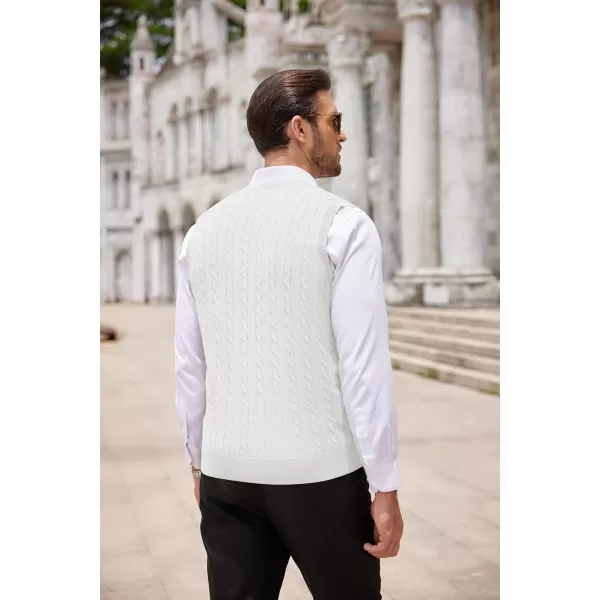 COOFANDY Men's Sweater Vest V Neck Slim Fit Cable Knitted Sleeveless Pullover Sweater