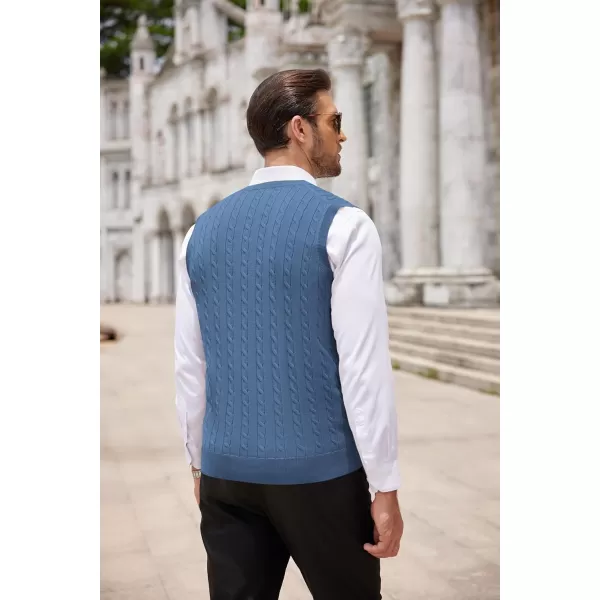 COOFANDY Men's Sweater Vest V Neck Slim Fit Cable Knitted Sleeveless Pullover Sweater