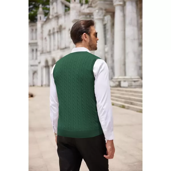 COOFANDY Men's Sweater Vest V Neck Slim Fit Cable Knitted Sleeveless Pullover Sweater