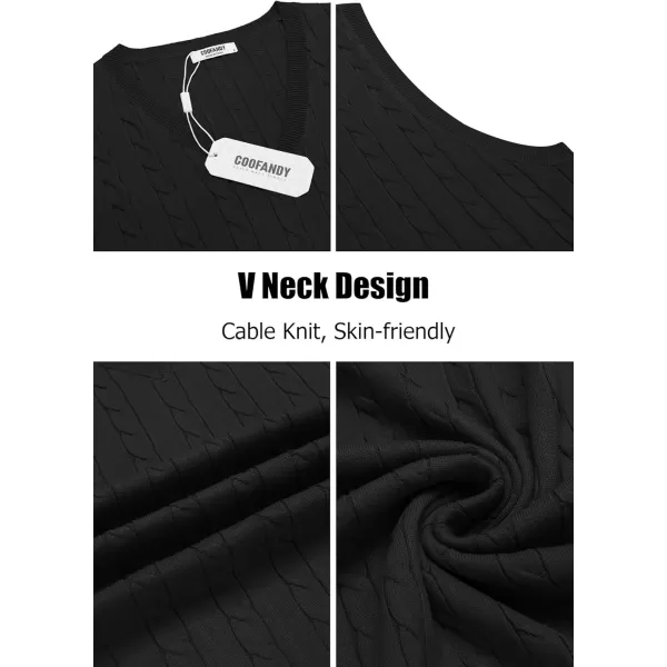COOFANDY Men's Sweater Vest V Neck Slim Fit Cable Knitted Sleeveless Pullover Sweater