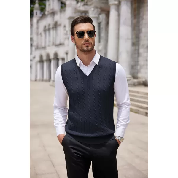 COOFANDY Men's Sweater Vest V Neck Slim Fit Cable Knitted Sleeveless Pullover Sweater