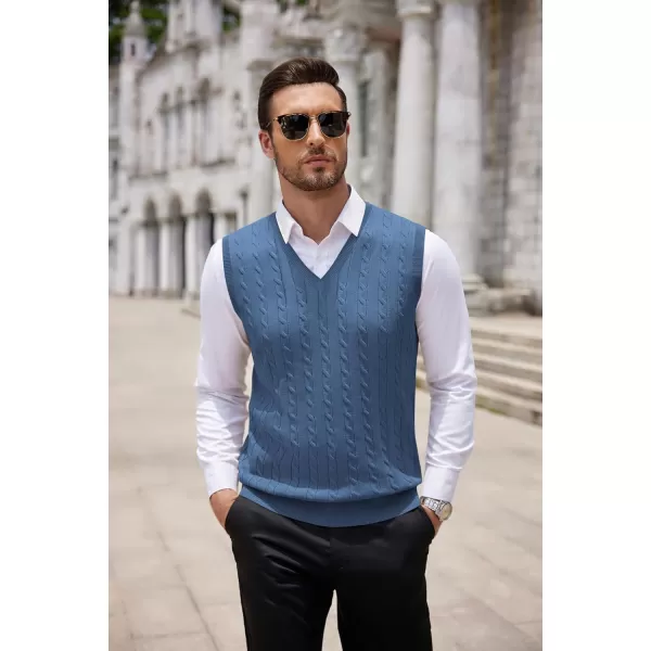COOFANDY Men's Sweater Vest V Neck Slim Fit Cable Knitted Sleeveless Pullover Sweater