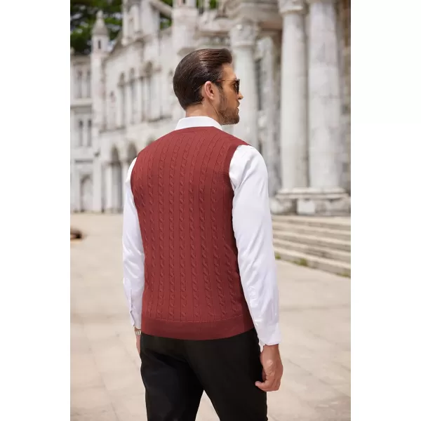 COOFANDY Men's Sweater Vest V Neck Slim Fit Cable Knitted Sleeveless Pullover Sweater