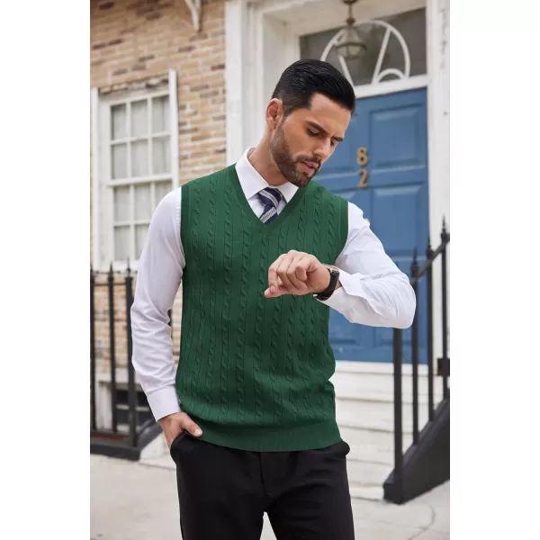 COOFANDY Men's Sweater Vest V Neck Slim Fit Cable Knitted Sleeveless Pullover Sweater