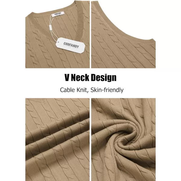 COOFANDY Men's Sweater Vest V Neck Slim Fit Cable Knitted Sleeveless Pullover Sweater