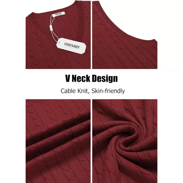 COOFANDY Men's Sweater Vest V Neck Slim Fit Cable Knitted Sleeveless Pullover Sweater