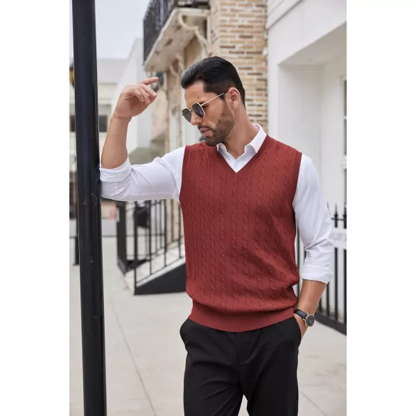 COOFANDY Men's Sweater Vest V Neck Slim Fit Cable Knitted Sleeveless Pullover Sweater