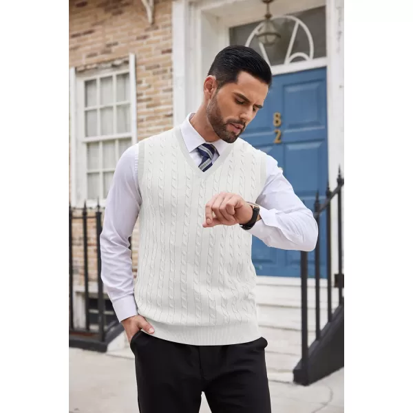 COOFANDY Men's Sweater Vest V Neck Slim Fit Cable Knitted Sleeveless Pullover Sweater
