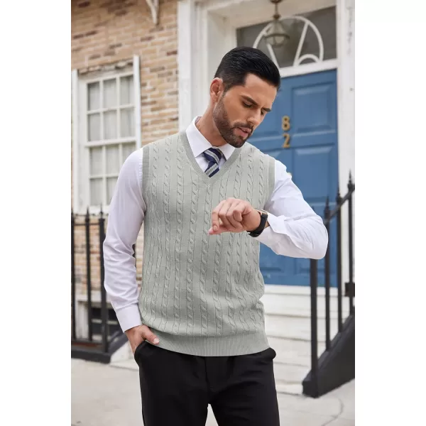 COOFANDY Men's Sweater Vest V Neck Slim Fit Cable Knitted Sleeveless Pullover Sweater