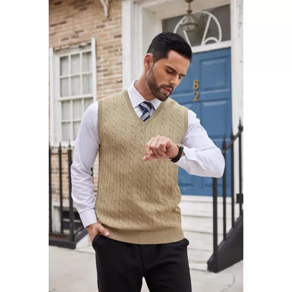 COOFANDY Men's Sweater Vest V Neck Slim Fit Cable Knitted Sleeveless Pullover Sweater