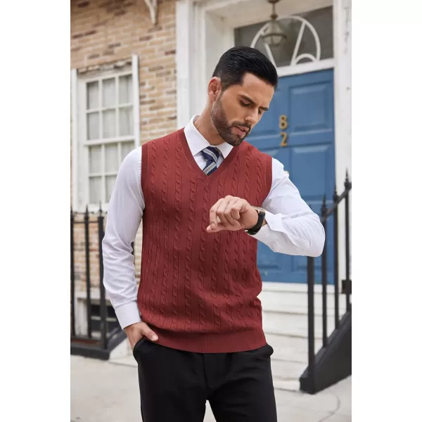 COOFANDY Men's Sweater Vest V Neck Slim Fit Cable Knitted Sleeveless Pullover Sweater