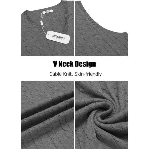 COOFANDY Men's Sweater Vest V Neck Slim Fit Cable Knitted Sleeveless Pullover Sweater