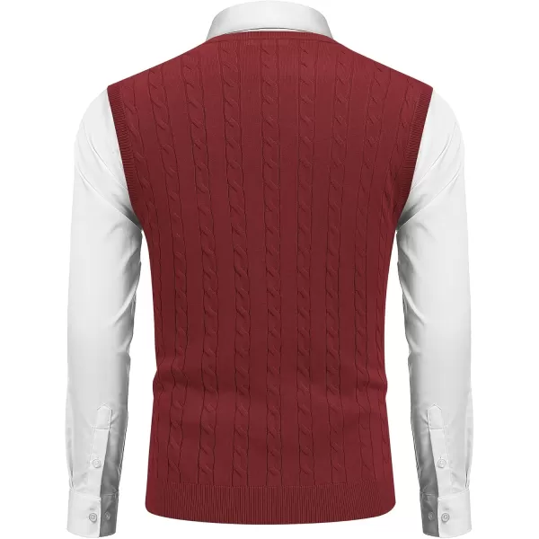 COOFANDY Men's Sweater Vest V Neck Slim Fit Cable Knitted Sleeveless Pullover Sweater
