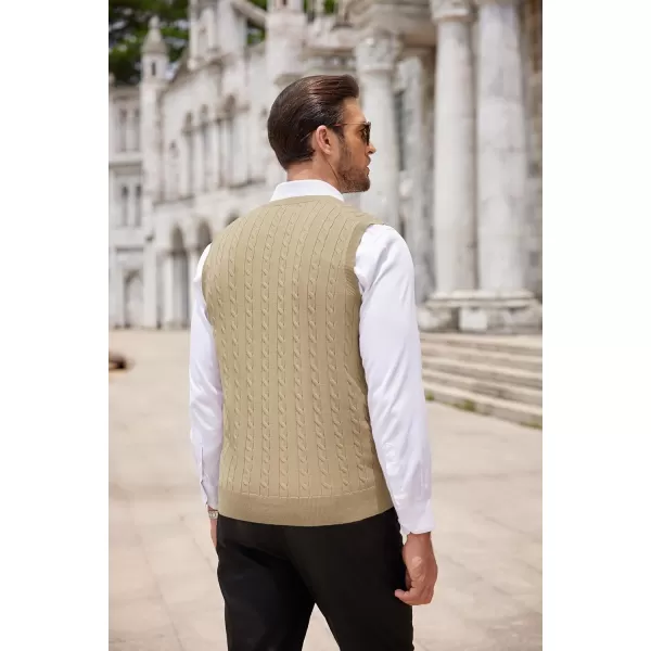COOFANDY Men's Sweater Vest V Neck Slim Fit Cable Knitted Sleeveless Pullover Sweater