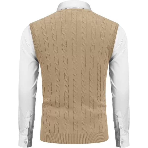 COOFANDY Men's Sweater Vest V Neck Slim Fit Cable Knitted Sleeveless Pullover Sweater
