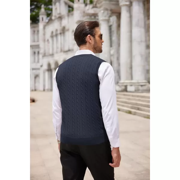 COOFANDY Men's Sweater Vest V Neck Slim Fit Cable Knitted Sleeveless Pullover Sweater