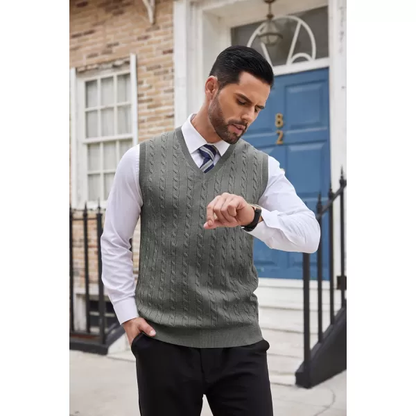 COOFANDY Men's Sweater Vest V Neck Slim Fit Cable Knitted Sleeveless Pullover Sweater