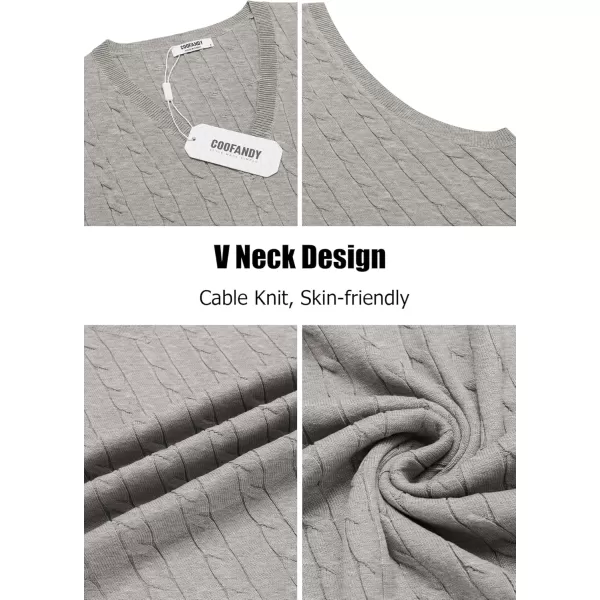 COOFANDY Men's Sweater Vest V Neck Slim Fit Cable Knitted Sleeveless Pullover Sweater