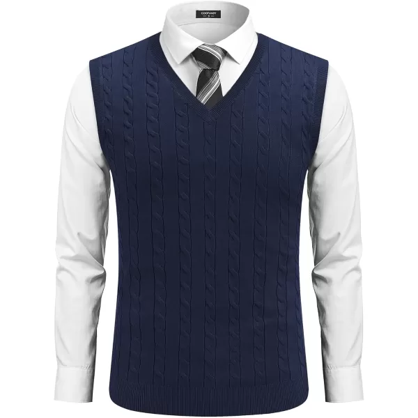 COOFANDY Men's Sweater Vest V Neck Slim Fit Cable Knitted Sleeveless Pullover Sweater