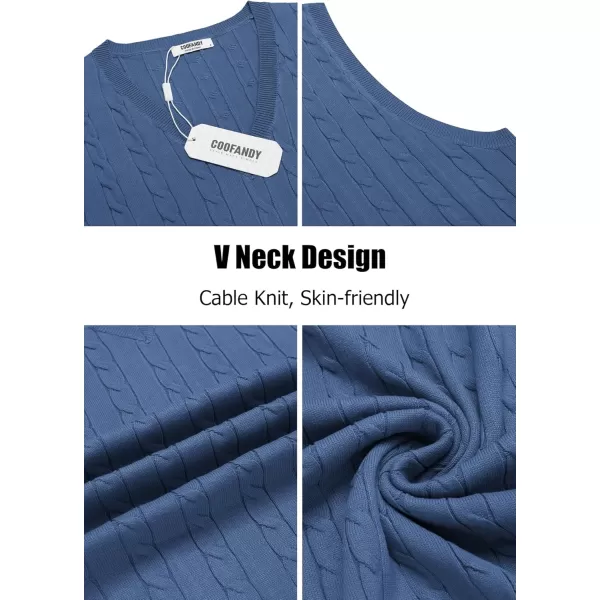 COOFANDY Men's Sweater Vest V Neck Slim Fit Cable Knitted Sleeveless Pullover Sweater