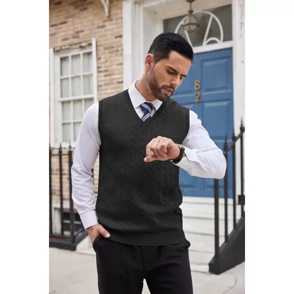 COOFANDY Men's Sweater Vest V Neck Slim Fit Cable Knitted Sleeveless Pullover Sweater