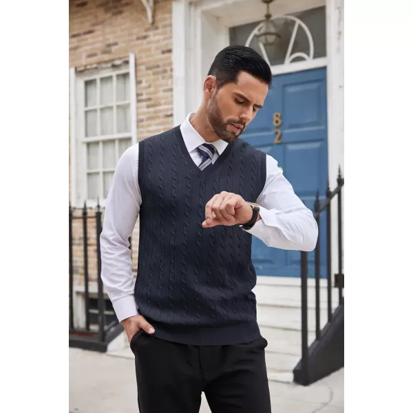 COOFANDY Men's Sweater Vest V Neck Slim Fit Cable Knitted Sleeveless Pullover Sweater