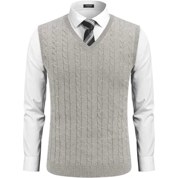 COOFANDY Men's Sweater Vest V Neck Slim Fit Cable Knitted Sleeveless Pullover Sweater