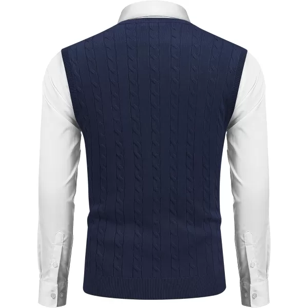 COOFANDY Men's Sweater Vest V Neck Slim Fit Cable Knitted Sleeveless Pullover Sweater