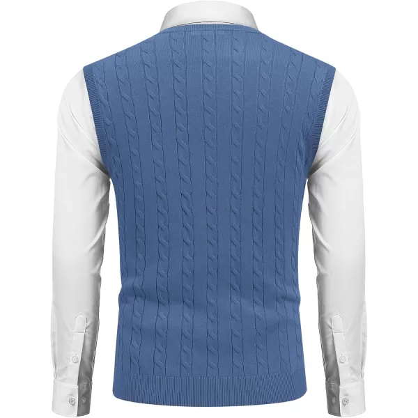 COOFANDY Men's Sweater Vest V Neck Slim Fit Cable Knitted Sleeveless Pullover Sweater