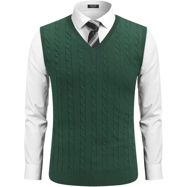 COOFANDY Men's Sweater Vest V Neck Slim Fit Cable Knitted Sleeveless Pullover Sweater